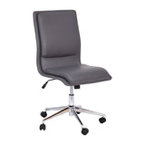 English Elm Commercial Grade Mid-Back Armless Swivel Task Office Chair with LeatherSoft and Adjustable Chrome Base,