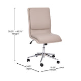 English Elm Commercial Grade Mid-Back Armless Swivel Task Office Chair with LeatherSoft and Adjustable Chrome Base,