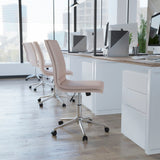 English Elm Commercial Grade Mid-Back Armless Swivel Task Office Chair with LeatherSoft and Adjustable Chrome Base,