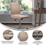 English Elm Commercial Grade Mid-Back Armless Swivel Task Office Chair with LeatherSoft and Adjustable Chrome Base,