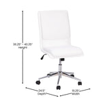 English Elm Commercial Grade Mid-Back Armless Swivel Task Office Chair with LeatherSoft and Adjustable Chrome Base,