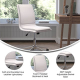 English Elm Commercial Grade Mid-Back Armless Swivel Task Office Chair with LeatherSoft and Adjustable Chrome Base,