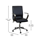 English Elm Commercial Grade Mid-Back Designer Executive LeatherSoft Office Chair with Brushed Chrome Base and Arms,