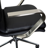 English Elm Commercial Grade Mid-Back Designer Executive LeatherSoft Office Chair with Brushed Chrome Base and Arms,