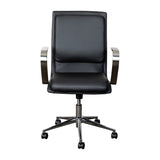 English Elm Commercial Grade Mid-Back Designer Executive LeatherSoft Office Chair with Brushed Chrome Base and Arms,