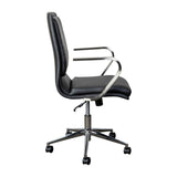 English Elm Commercial Grade Mid-Back Designer Executive LeatherSoft Office Chair with Brushed Chrome Base and Arms,