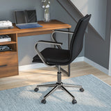 English Elm Commercial Grade Mid-Back Designer Executive LeatherSoft Office Chair with Brushed Chrome Base and Arms,