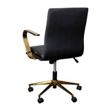 English Elm Commercial Grade Mid-Back Designer Executive LeatherSoft Office Chair with Brushed Gold Base and Arms,