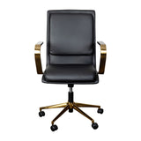 English Elm Commercial Grade Mid-Back Designer Executive LeatherSoft Office Chair with Brushed Gold Base and Arms,