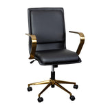 English Elm Commercial Grade Mid-Back Designer Executive LeatherSoft Office Chair with Brushed Gold Base and Arms,