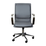 English Elm Commercial Grade Mid-Back Designer Executive LeatherSoft Office Chair with Brushed Chrome Base and Arms,