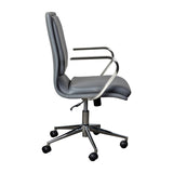 English Elm Commercial Grade Mid-Back Designer Executive LeatherSoft Office Chair with Brushed Chrome Base and Arms,