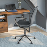 English Elm Commercial Grade Mid-Back Designer Executive LeatherSoft Office Chair with Brushed Chrome Base and Arms,