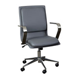 English Elm Commercial Grade Mid-Back Designer Executive LeatherSoft Office Chair with Brushed Chrome Base and Arms,