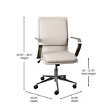 English Elm Commercial Grade Mid-Back Designer Executive LeatherSoft Office Chair with Brushed Chrome Base and Arms, Taupe