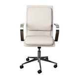 English Elm Commercial Grade Mid-Back Designer Executive LeatherSoft Office Chair with Brushed Chrome Base and Arms, Taupe