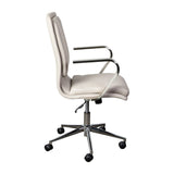 English Elm Commercial Grade Mid-Back Designer Executive LeatherSoft Office Chair with Brushed Chrome Base and Arms, Taupe