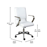 English Elm Commercial Grade Mid-Back Designer Executive LeatherSoft Office Chair with Brushed Chrome Base and Arms,