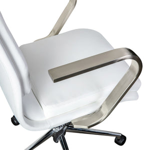 English Elm Commercial Grade Mid-Back Designer Executive LeatherSoft Office Chair with Brushed Chrome Base and Arms,