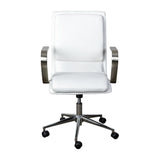 English Elm Commercial Grade Mid-Back Designer Executive LeatherSoft Office Chair with Brushed Chrome Base and Arms,