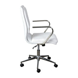 English Elm Commercial Grade Mid-Back Designer Executive LeatherSoft Office Chair with Brushed Chrome Base and Arms,