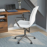 English Elm Commercial Grade Mid-Back Designer Executive LeatherSoft Office Chair with Brushed Chrome Base and Arms,