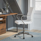 English Elm Commercial Grade Mid-Back Designer Executive LeatherSoft Office Chair with Brushed Chrome Base and Arms,