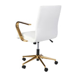 English Elm Commercial Grade Mid-Back Designer Executive LeatherSoft Office Chair with Brushed Gold Base and Arms,