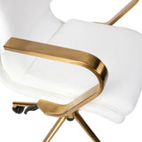 English Elm Commercial Grade Mid-Back Designer Executive LeatherSoft Office Chair with Brushed Gold Base and Arms,