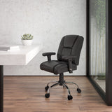 English Elm Commercial Grade Series Big & Tall 400 lb. Rated LeatherSoft Ergonomic Task Office Chair with Chrome Base and Adjustable Arms