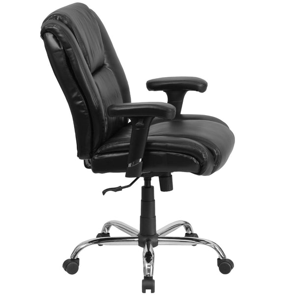 English Elm Commercial Grade Series Big & Tall 400 lb. Rated LeatherSoft Ergonomic Task Office Chair with Chrome Base and Adjustable Arms