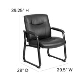 English Elm Commercial Grade Series Big & Tall 500 lb. Rated LeatherSoft Executive Side Reception Chair with Sled Base