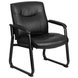 English Elm Commercial Grade Series Big & Tall 500 lb. Rated LeatherSoft Executive Side Reception Chair with Sled Base