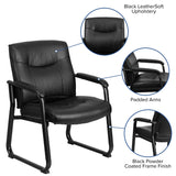 English Elm Commercial Grade Series Big & Tall 500 lb. Rated LeatherSoft Executive Side Reception Chair with Sled Base