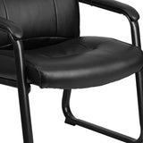 English Elm Commercial Grade Series Big & Tall 500 lb. Rated LeatherSoft Executive Side Reception Chair with Sled Base