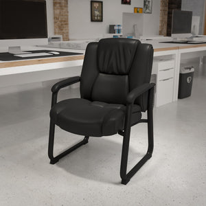 English Elm Commercial Grade Reception Chairs | LeatherSoft Side Chairs for Reception and Office