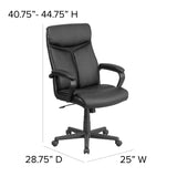 English Elm Commercial Grade High Back LeatherSoft Executive Swivel Office Chair with Slight Mesh Accent and Arms