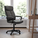 Commercial Grade High Back LeatherSoft Executive Swivel Office Chair with Slight Mesh Accent and Arms