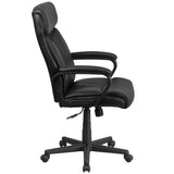 English Elm Commercial Grade High Back LeatherSoft Executive Swivel Office Chair with Slight Mesh Accent and Arms