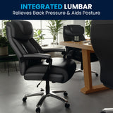 English Elm Commercial Grade Series Big & Tall 500 lb. Rated LeatherSoft Executive Swivel Ergonomic Office Chair with Adjustable Headrest