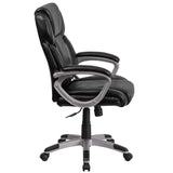 English Elm Commercial Grade Mid-Back LeatherSoft Executive Swivel Office Chair with Padded Arms