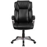 English Elm Commercial Grade Mid-Back LeatherSoft Executive Swivel Office Chair with Padded Arms