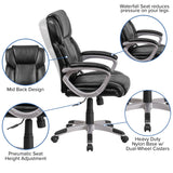 English Elm Commercial Grade Mid-Back LeatherSoft Executive Swivel Office Chair with Padded Arms