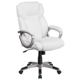 English Elm Commercial Grade Mid-Back LeatherSoft Executive Swivel Office Chair with Padded Arms