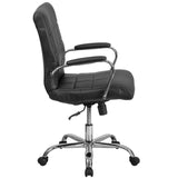 English Elm Commercial Grade Mid-Back Vinyl Executive Swivel Office Chair with Chrome Base and Arms