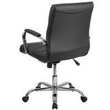 English Elm Commercial Grade Mid-Back Vinyl Executive Swivel Office Chair with Chrome Base and Arms