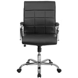 English Elm Commercial Grade Mid-Back Vinyl Executive Swivel Office Chair with Chrome Base and Arms