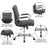 English Elm Commercial Grade Mid-Back Vinyl Executive Swivel Office Chair with Chrome Base and Arms