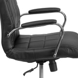 English Elm Commercial Grade Mid-Back Vinyl Executive Swivel Office Chair with Chrome Base and Arms