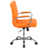 English Elm Commercial Grade Mid-Back Vinyl Executive Swivel Office Chair with Chrome Base and Arms